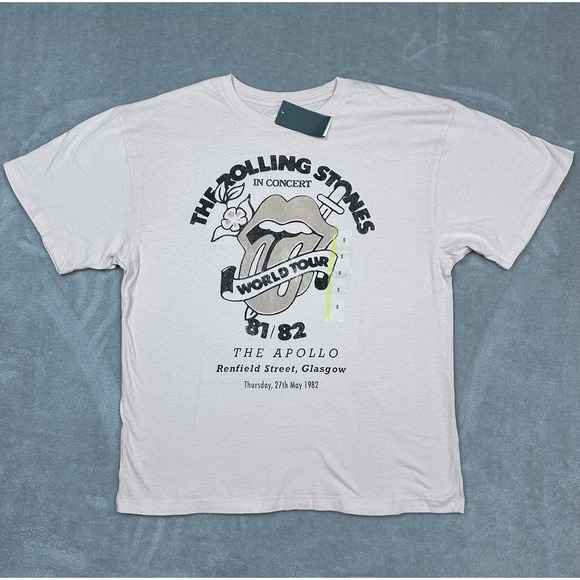 Retro Rolling Stones Band Tee Pink Men's Small Graphic Rock Concert T-Shirt - Picture 1 of 8